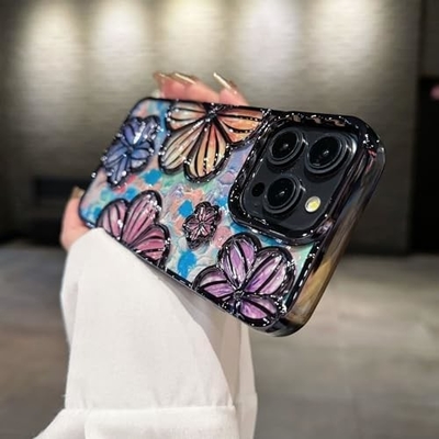 قاب آیفون ۱۲ پرو مکس ۶٫۷ اینچ، شفاف 3D گل فون کیس برای زنان دختران لوکس پوشش گل کیس پوشش زیبایی