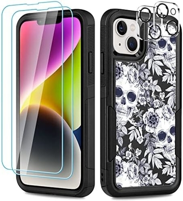 5 در 1 برای iphone 15 Plus کیس، با 2 بسته محافظ صفحه + 2 بسته محافظ لنز دوربین، کار سنگین محکم