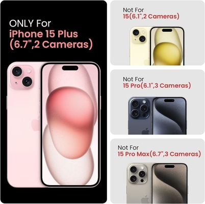 5 در 1 برای iphone 15 Plus کیس، با 2 بسته محافظ صفحه + 2 بسته محافظ لنز دوربین، کار سنگین محکم