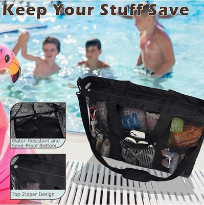 Wire Mesh Beach Bag, Large Beach Tote Bag, With Zipped Pockets, Suitable For Family Pool Bags, Essential For Toys And Vacations
