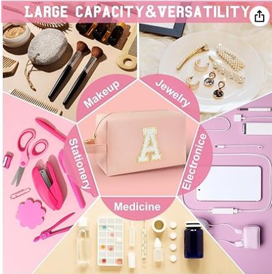 کیف آرایش اولیه شخصیسازی شده با دسته، کیف لوازم آرایشی شیک با جیب زیپدار داخلی، برای دختران 8 9 10 11 12 13 14 ساله، هدایای فارغالتحصیلی برای دختران نوجوان، زنان و معلمان