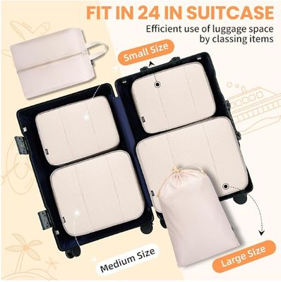 BAGAIL 8 Set Packing Cubes Luggage Packing Organizers for Travel Accessories-Cream