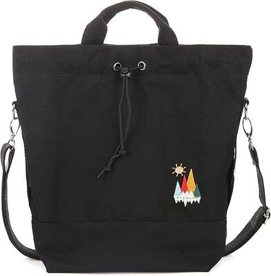 Women Canvas Tote Handbags Casual Shoulder Work Bag Crossbody Bag with Sunshine Embroidery