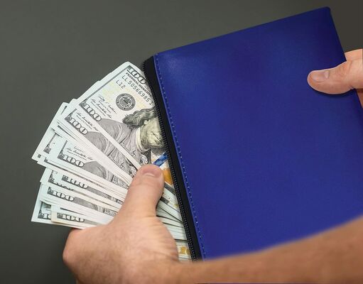 محصولات اداری بهتر 6 بسته، کیف امانت بانکی با زیپ، چمدان، کیف پول، کیف سکه، کیسه مفید، آبی