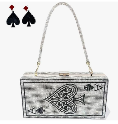 کیف دستی زنانه مروارید و الماس شب، کیف مینودیر کلاچ، کیف کلاچ کریستالی طرح دسته اسکناس دلار