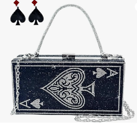 کیف دستی زنانه مروارید و الماس شب، کیف مینودیر کلاچ، کیف کلاچ کریستالی طرح دسته اسکناس دلار