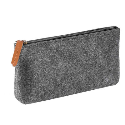 Reusable 3mm Felt EVA Pencil Case Dark Grey Nylon Pencil Pouch