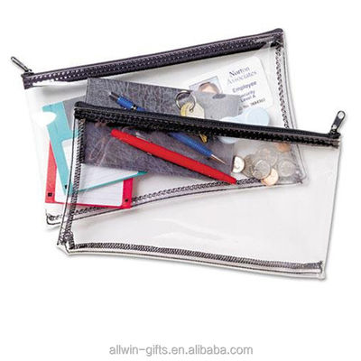 کیف های مدادی 10.5 x 5.5 اینچ کیف های سپرده بانک زیپ ضد آب PVC شفاف