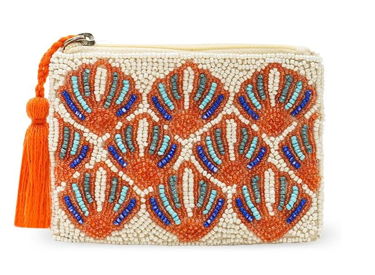 America & Beyond Seashell Pattern Beaded Coin Pouch از دست به دست از دست به دست به دست به دست به دست به دست به دست به دست به دست به دست به دست